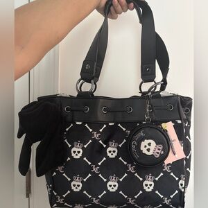 Juicy Couture Velour Skull Print Haunted Couture Tote Daydreamer Bag & free item
